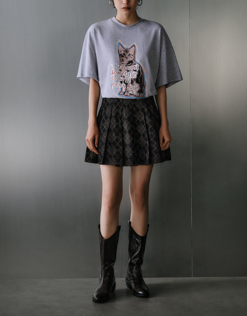 Cat Printed Straight T-Shirt