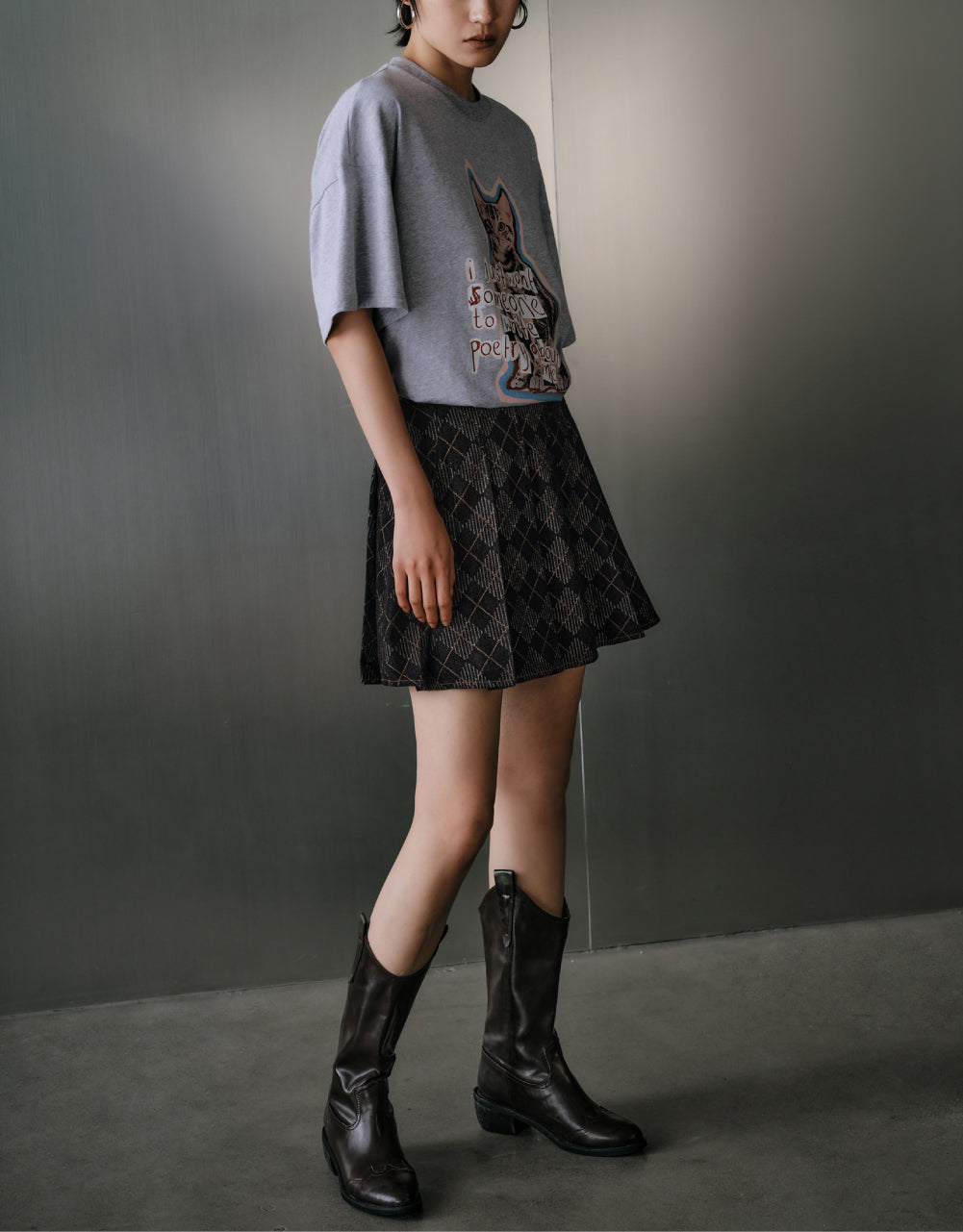 Cat Printed Straight T-Shirt