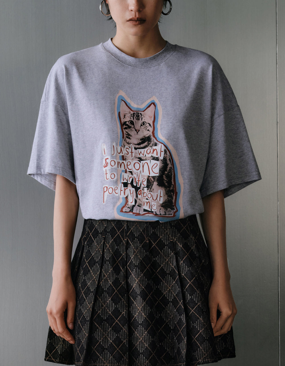Cat Printed Straight T-Shirt