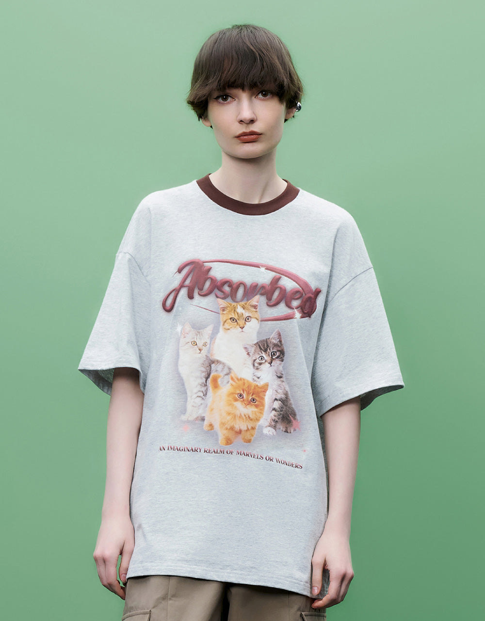 Cat Printed Crew Neck T-Shirt