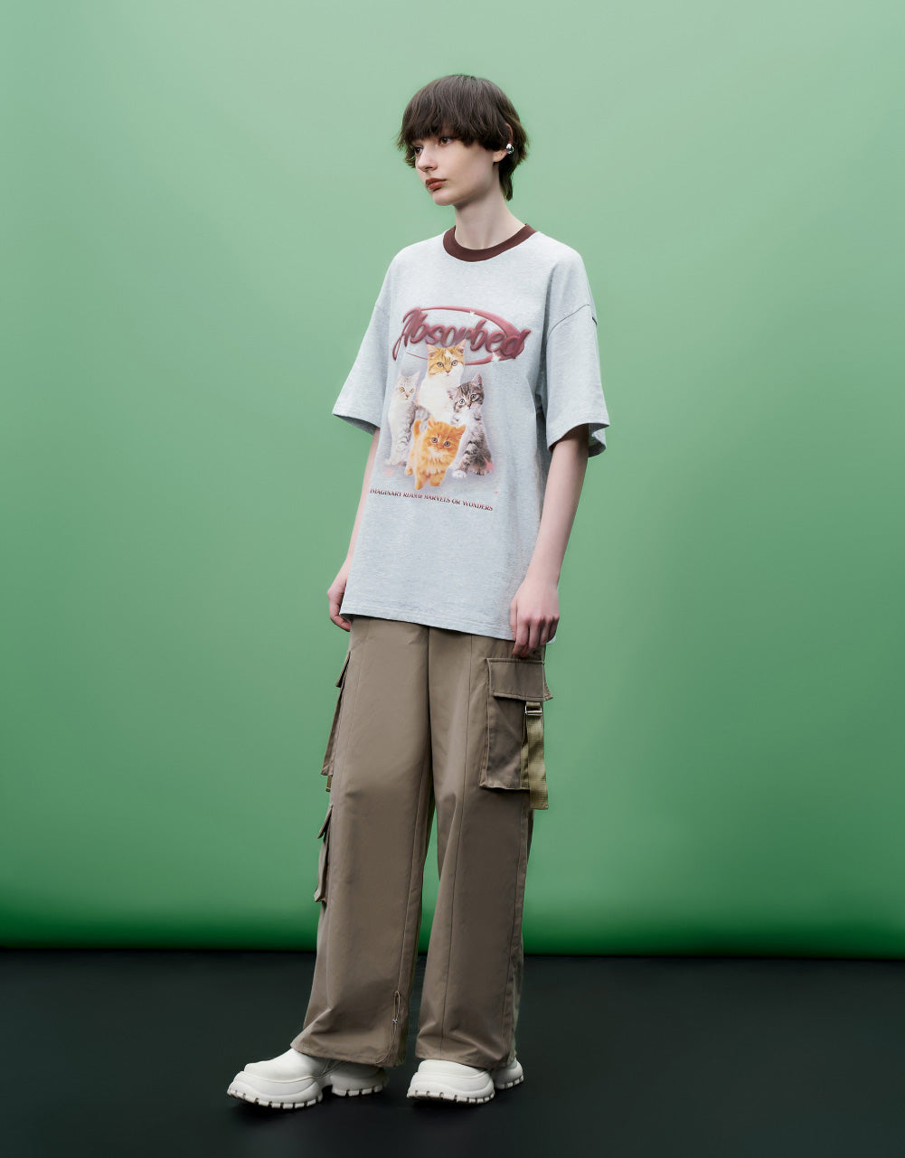 Cat Printed Crew Neck T-Shirt