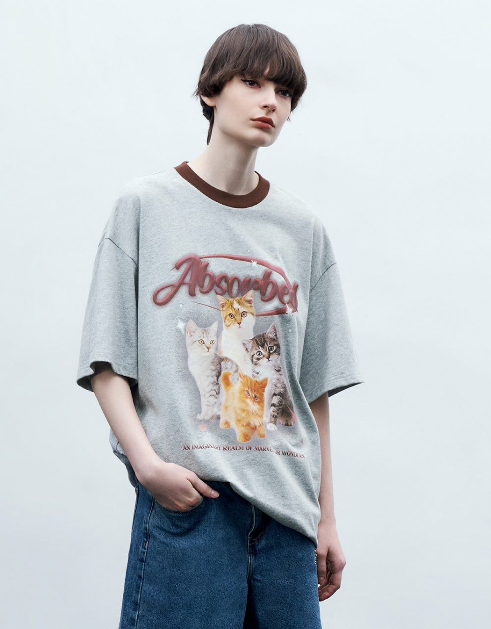 Cat Printed Crew Neck T-Shirt