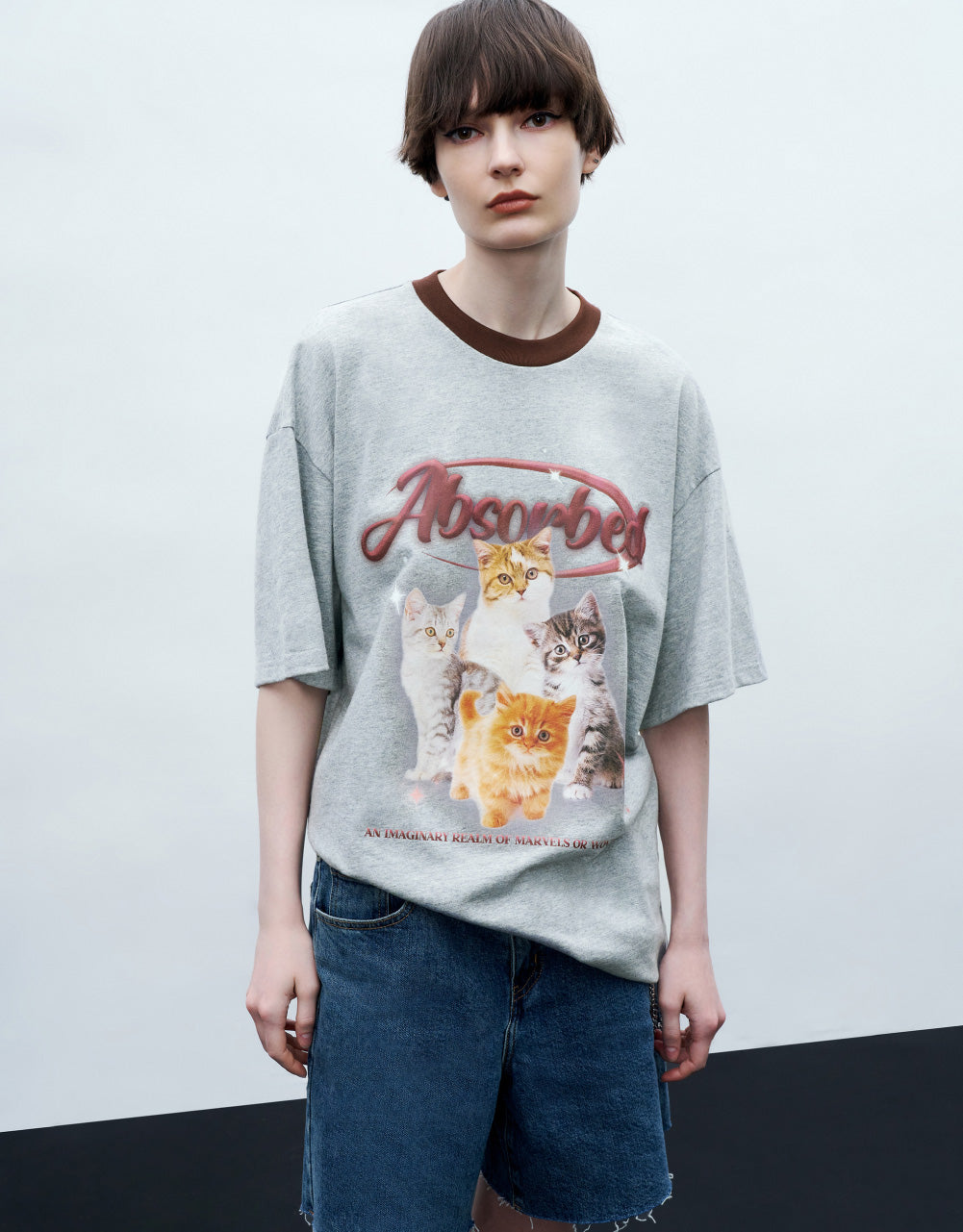 Cat Printed Crew Neck T-Shirt