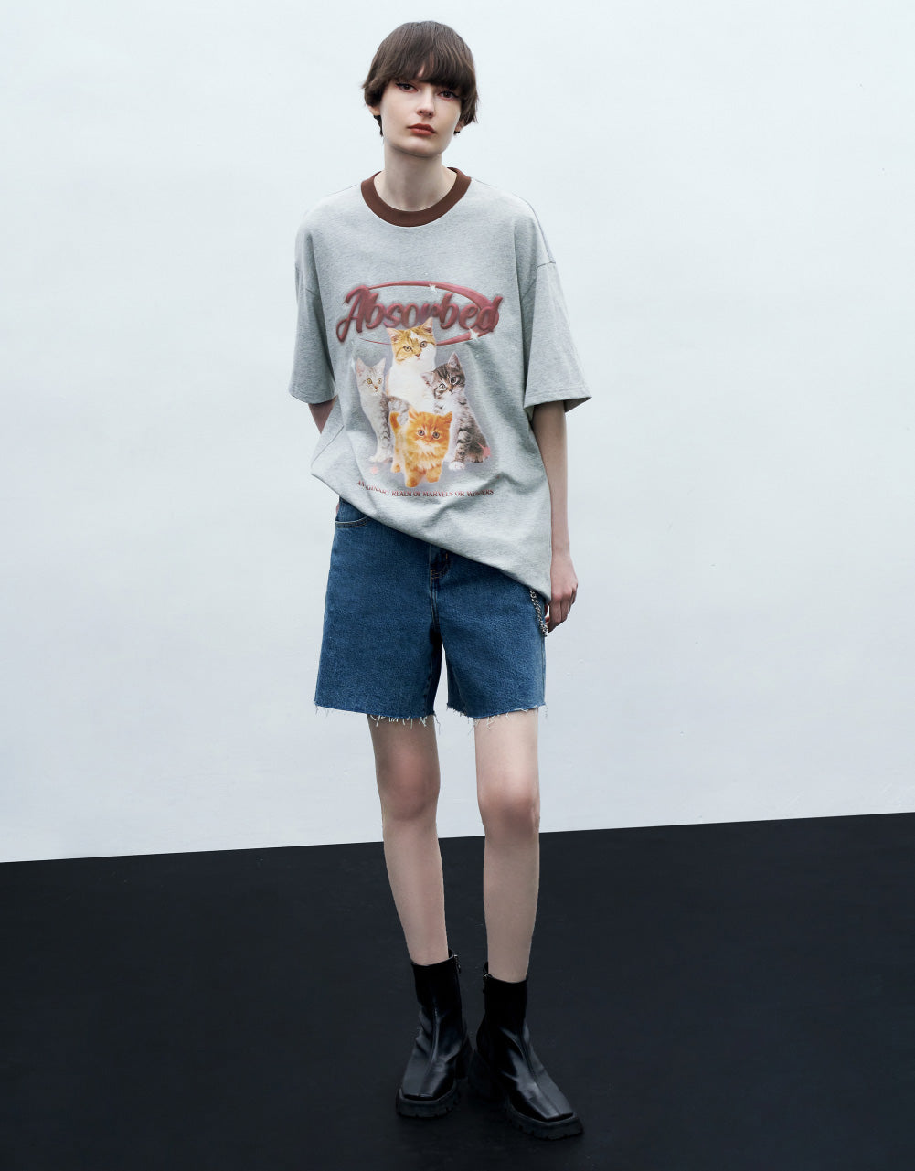 Cat Printed Crew Neck T-Shirt