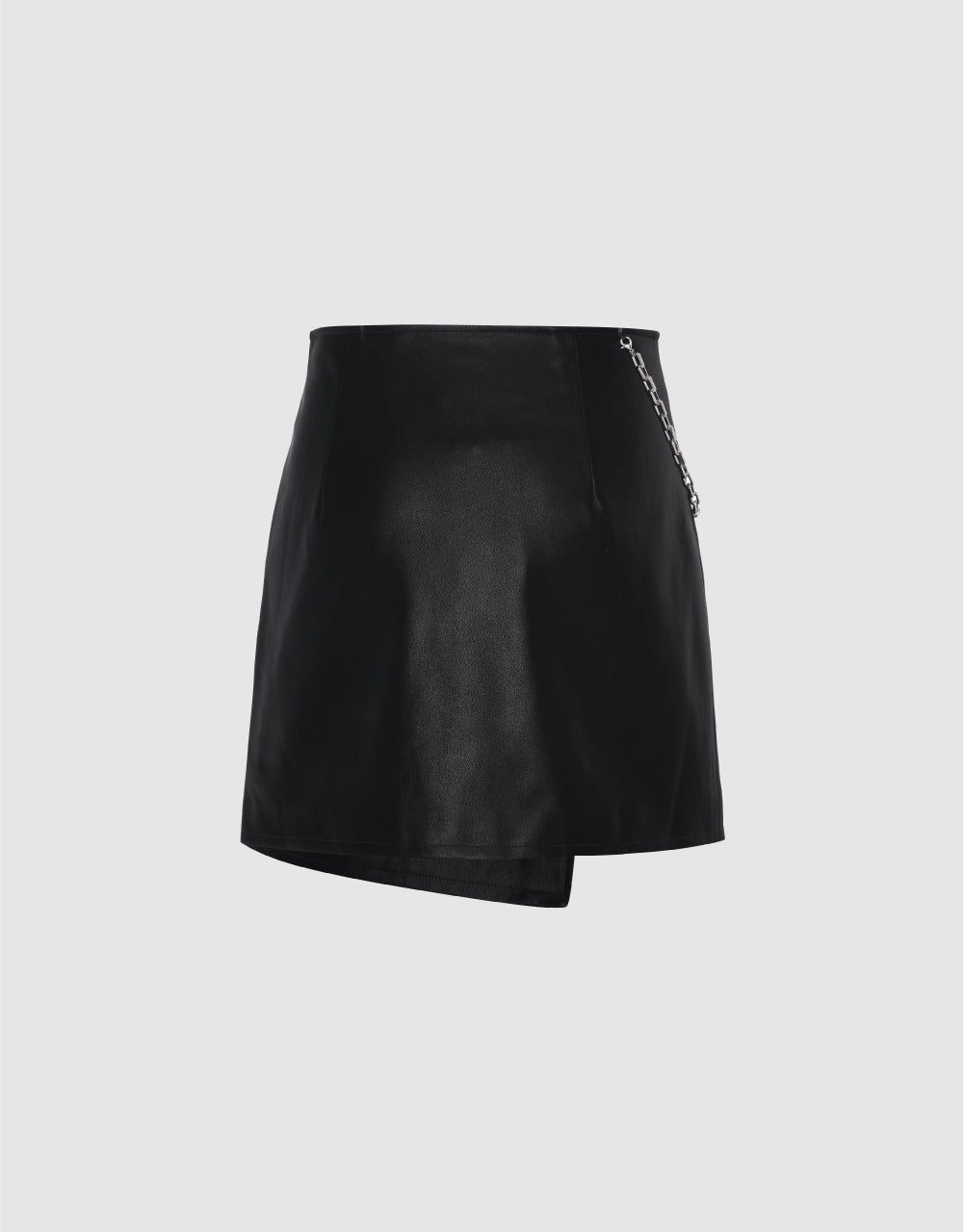Vegan Leather Wrap Mini Skirt