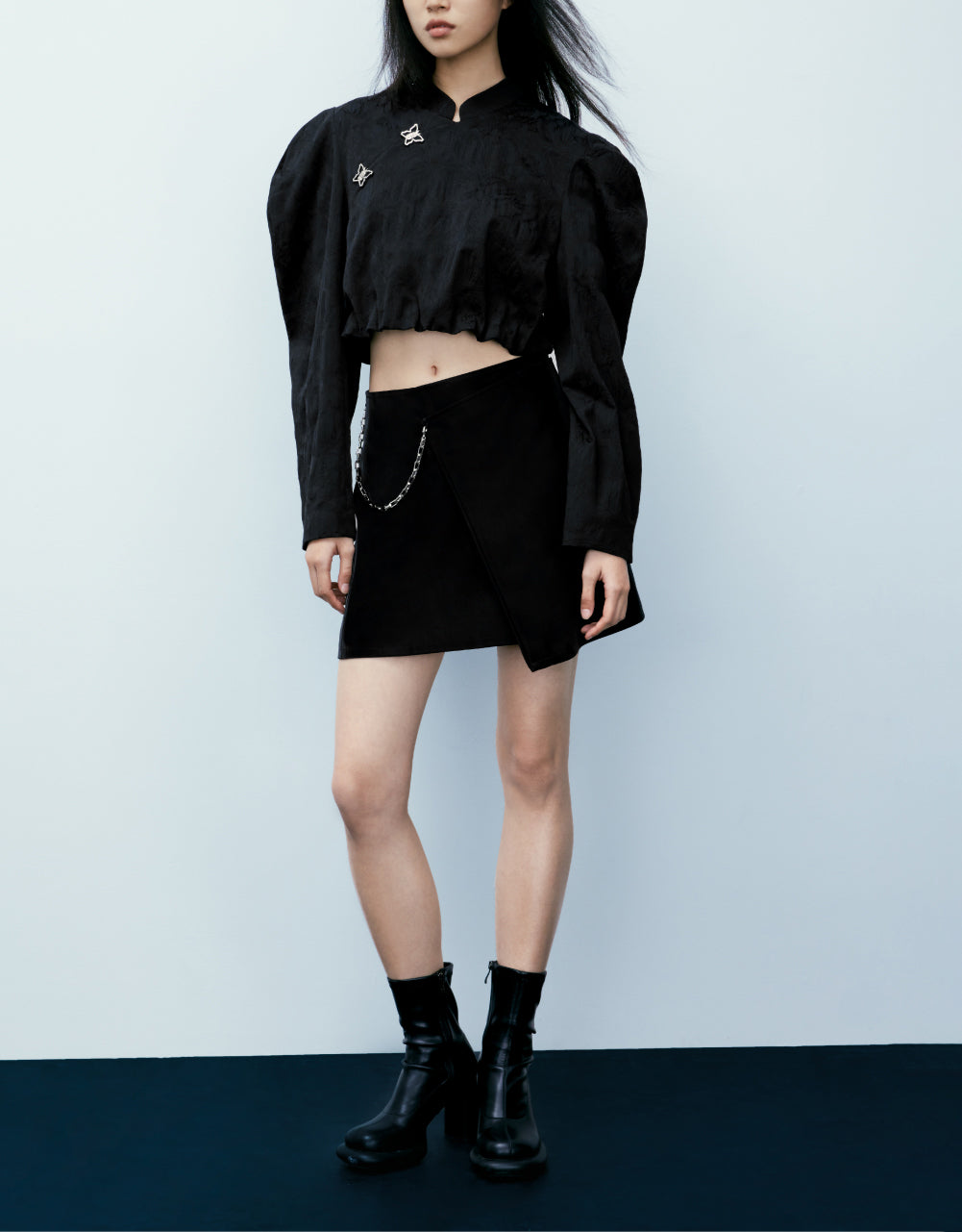 Vegan Leather Wrap Mini Skirt