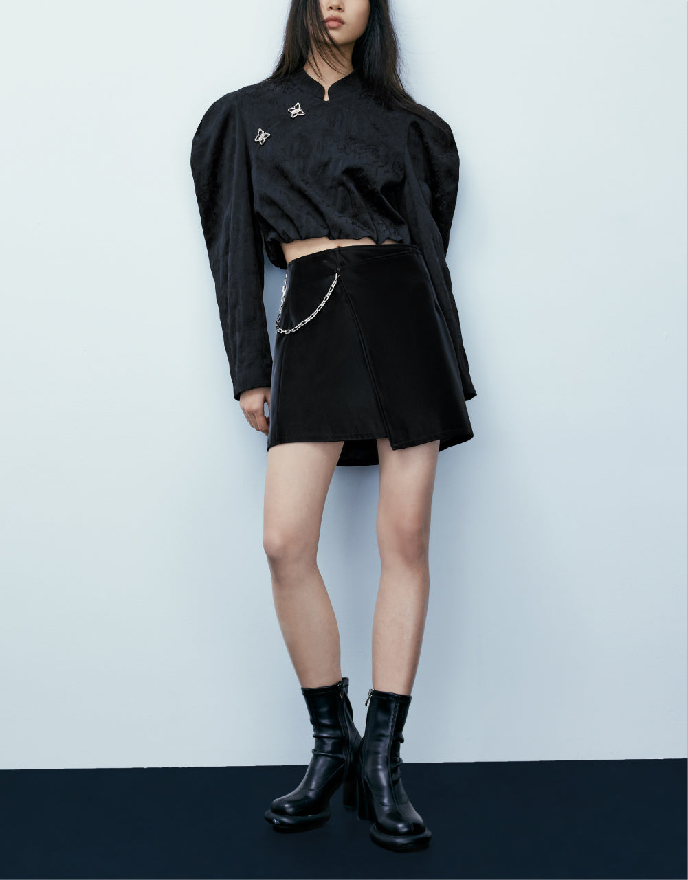 Vegan Leather Wrap Mini Skirt