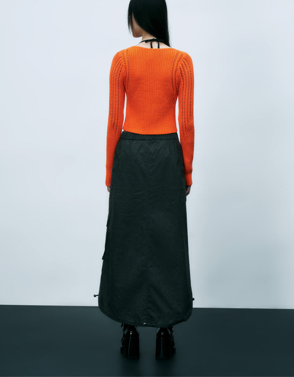 Elastic Waist Midi Skirt
