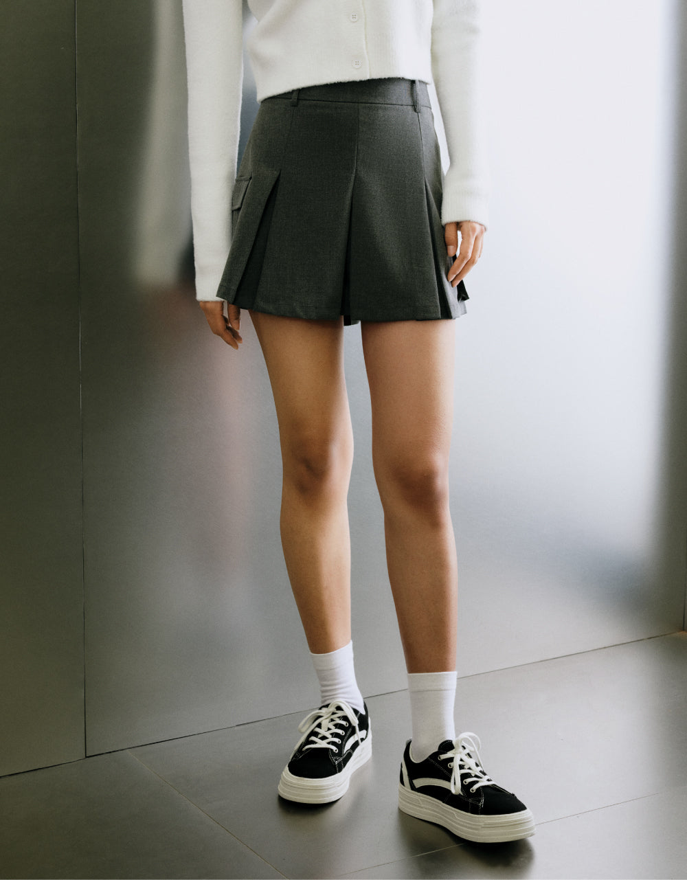 Pleated A-Line Skirt