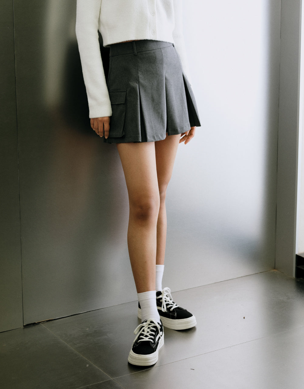 Pleated A-Line Skirt