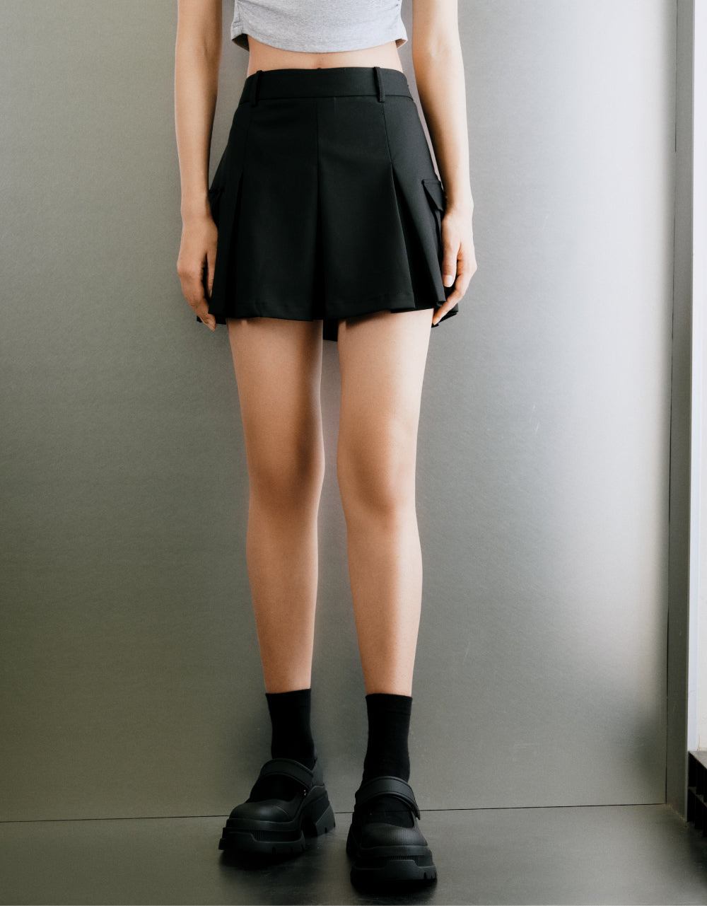 Pleated A-Line Skirt