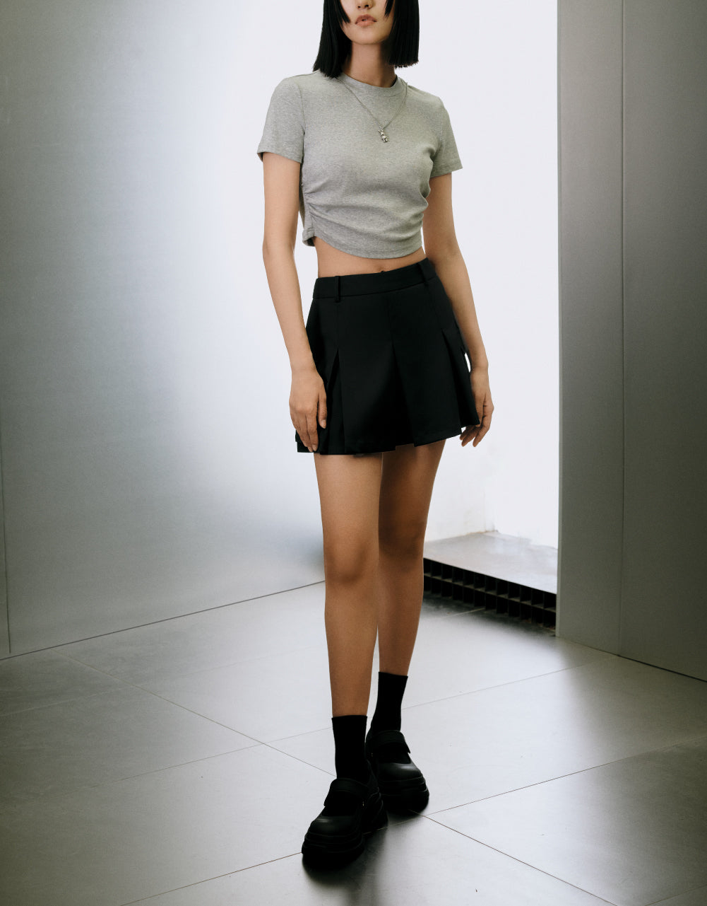 Pleated A-Line Skirt