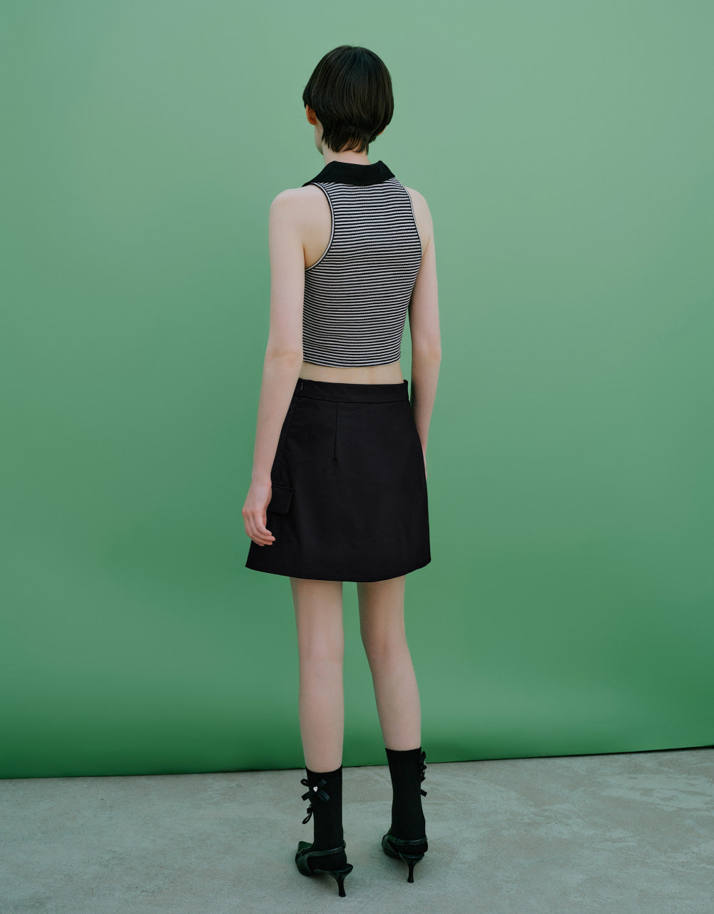 Fake Pockets Mini A-Line Skirt