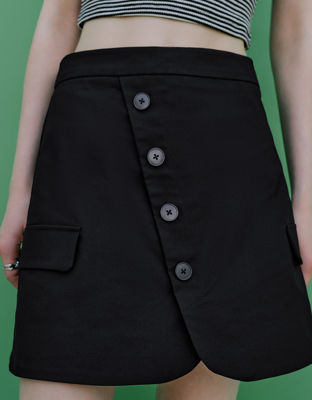 Fake Pockets Mini A-Line Skirt