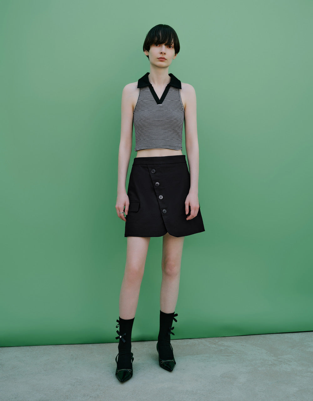 Fake Pockets Mini A-Line Skirt