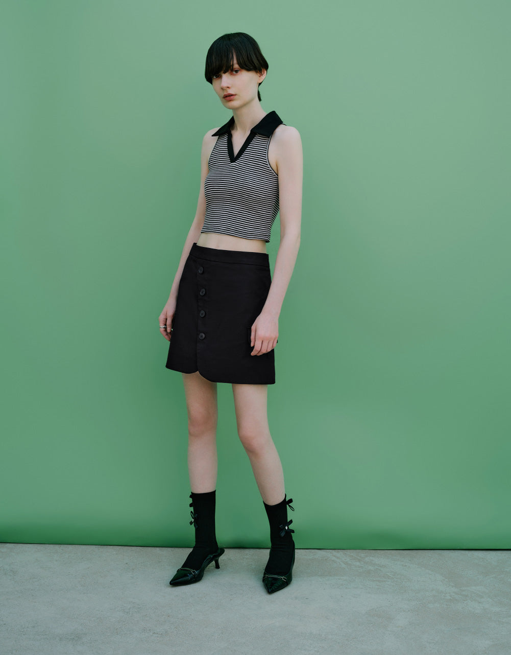 Fake Pockets Mini A-Line Skirt