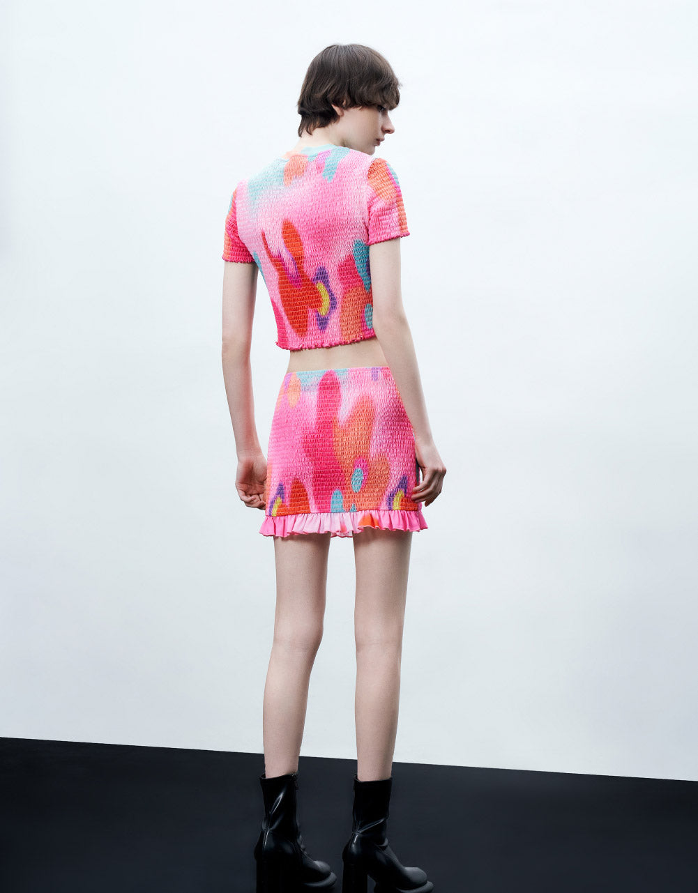 Floral Knitted Mini Skirt