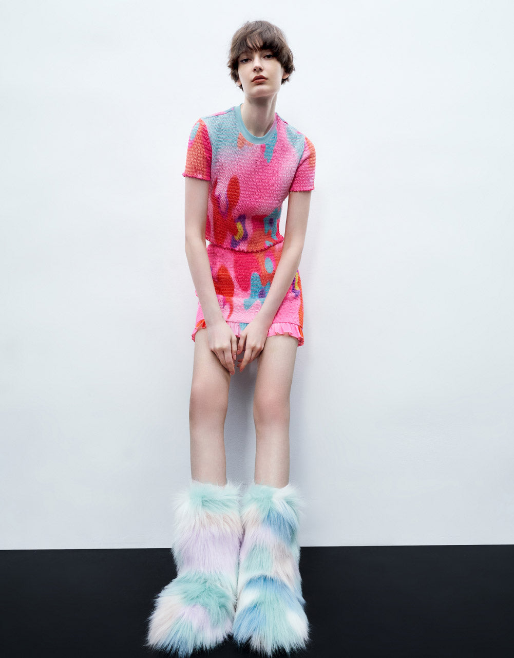 Floral Knitted Mini Skirt