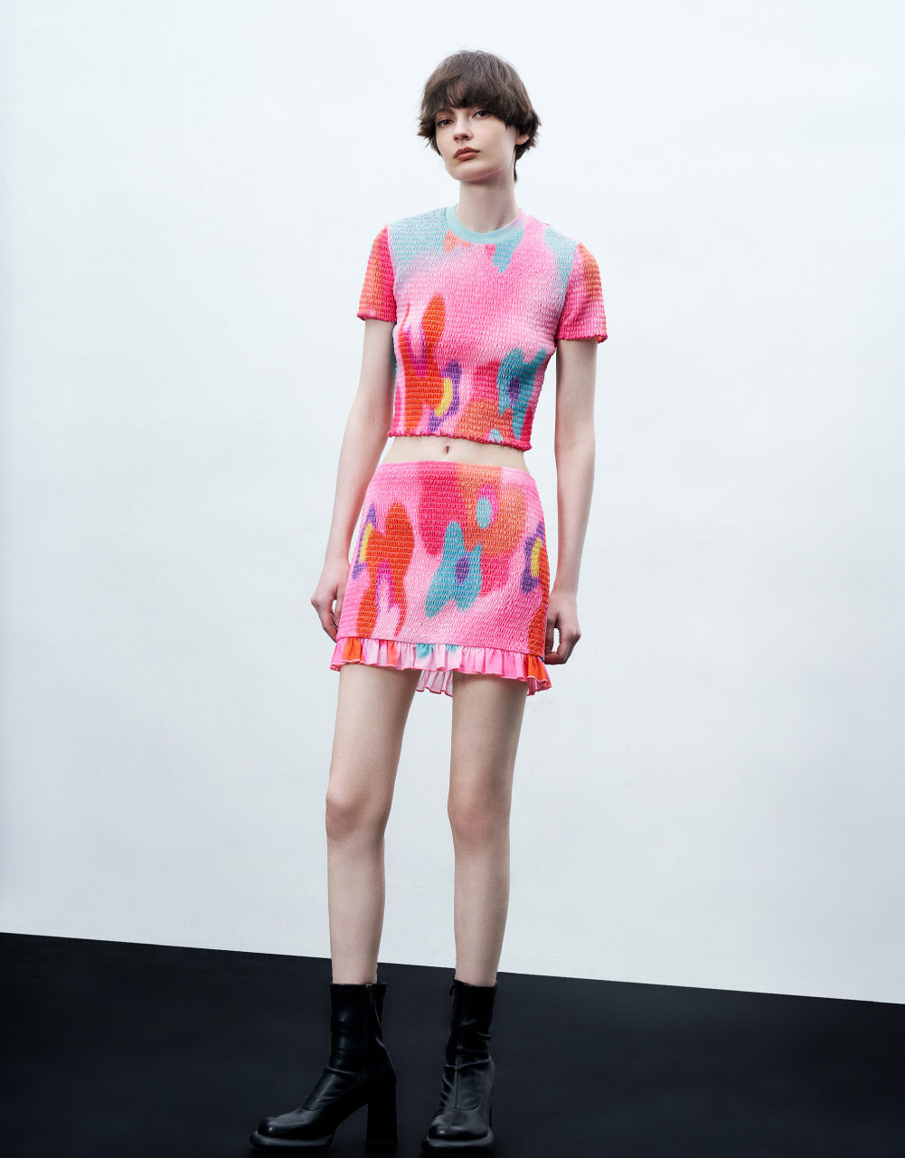 Floral Knitted Mini Skirt