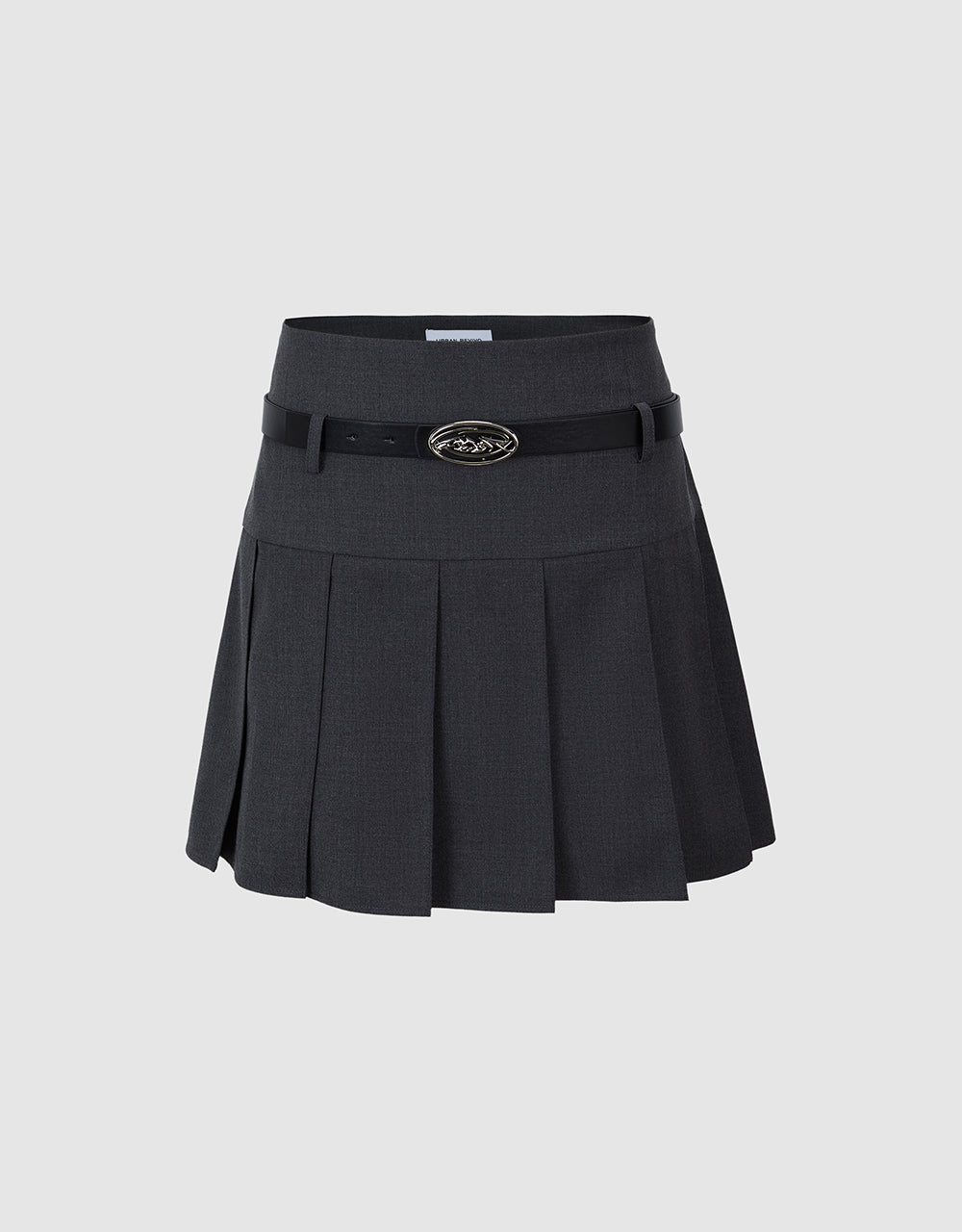 Pleated Mini Skirt With Skinny Belt