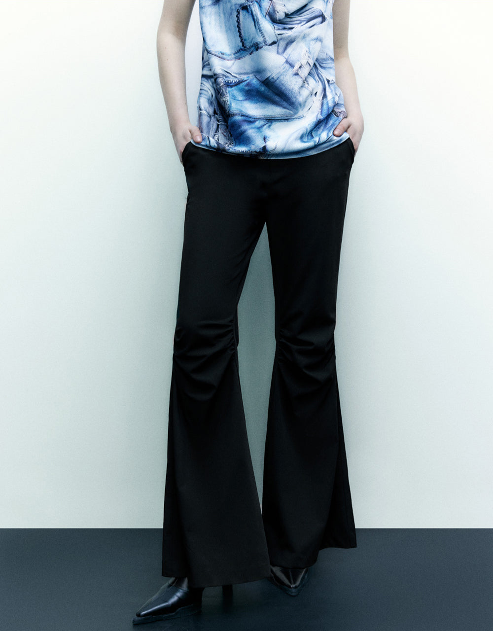 Mid-Waist Woven Flare Pants
