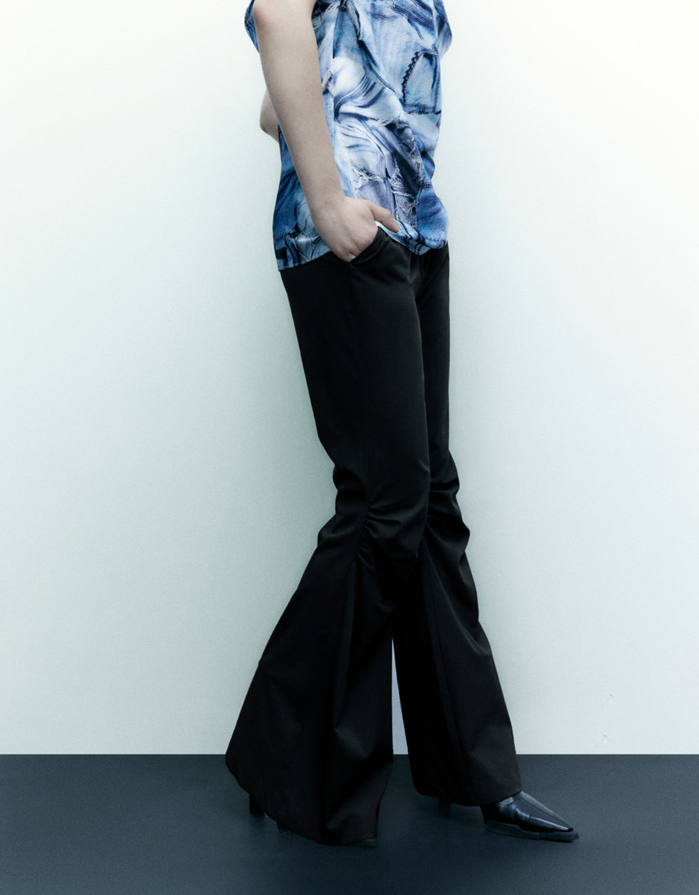 Mid-Waist Woven Flare Pants