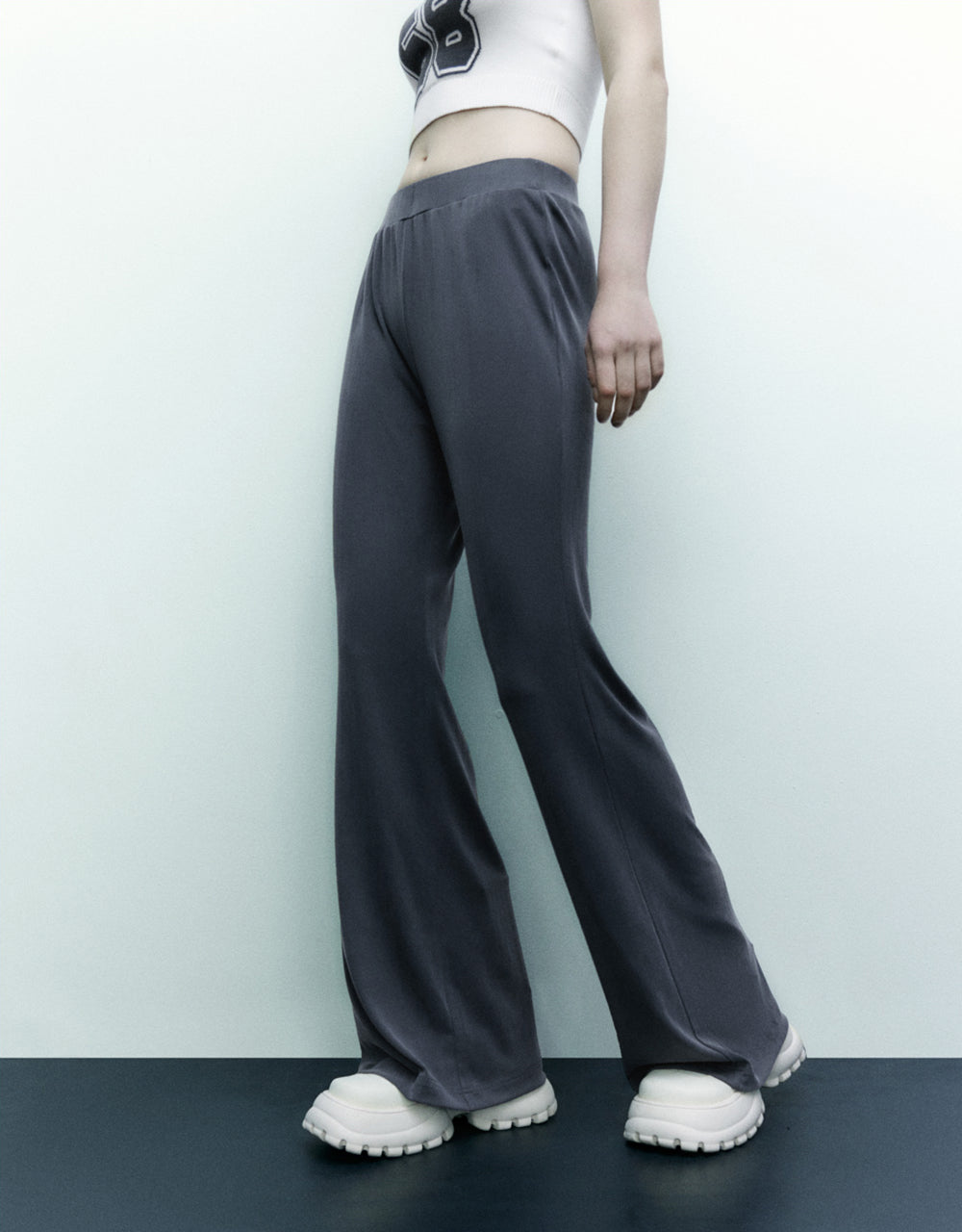 Knitted Extra Long Flare Pants