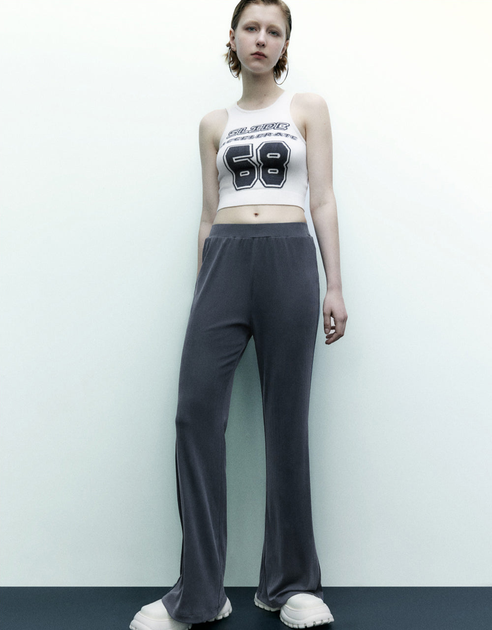 Knitted Extra Long Flare Pants