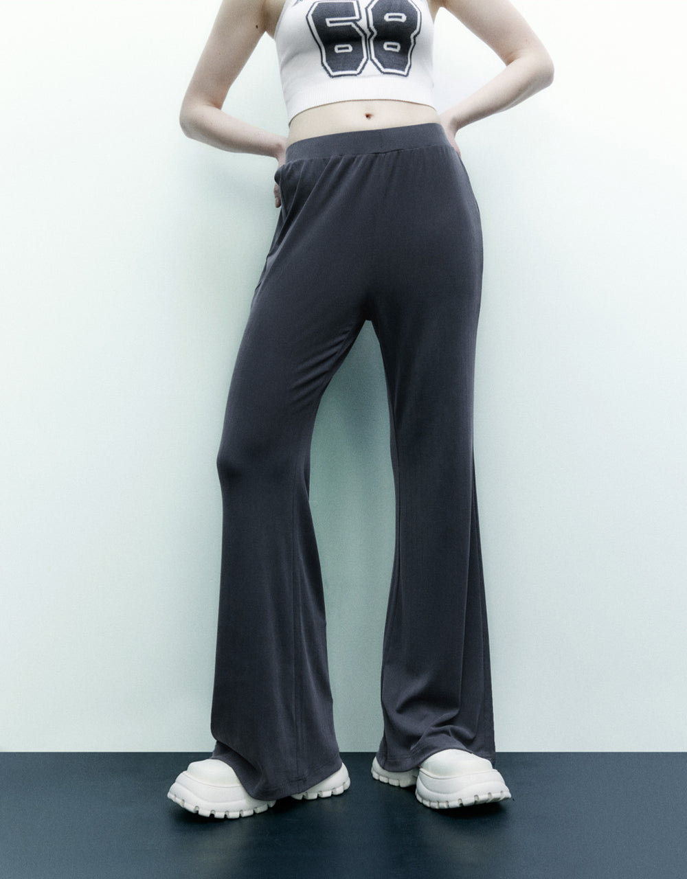 Knitted Extra Long Flare Pants