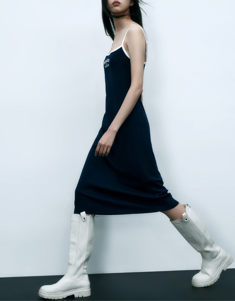 Sleeveless Letter Print Midi Dress