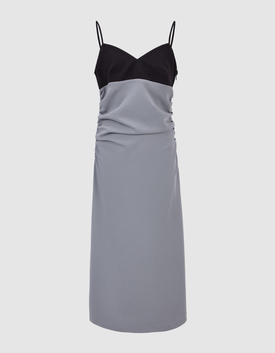 Contrast Sleeveless V-Neck A-Line Dress
