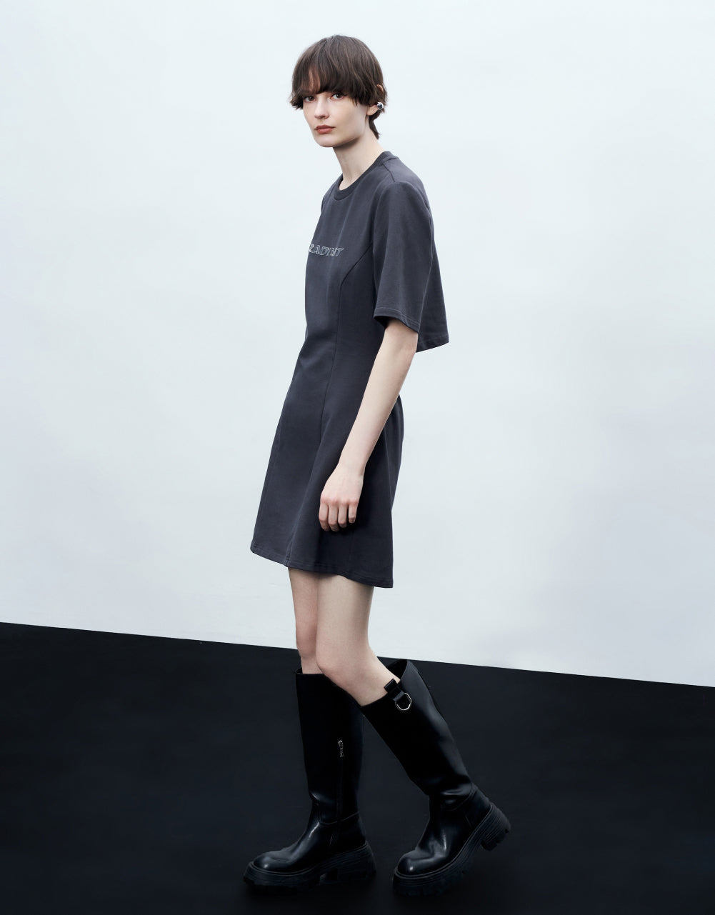 Letters Printed Crew Neck Dress