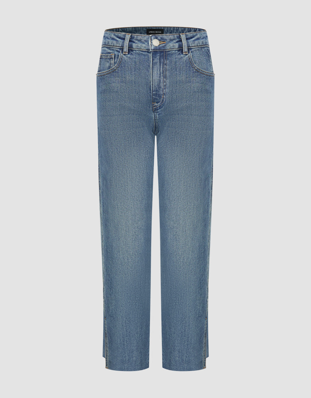 Raw Hem Cropped Straight Jeans