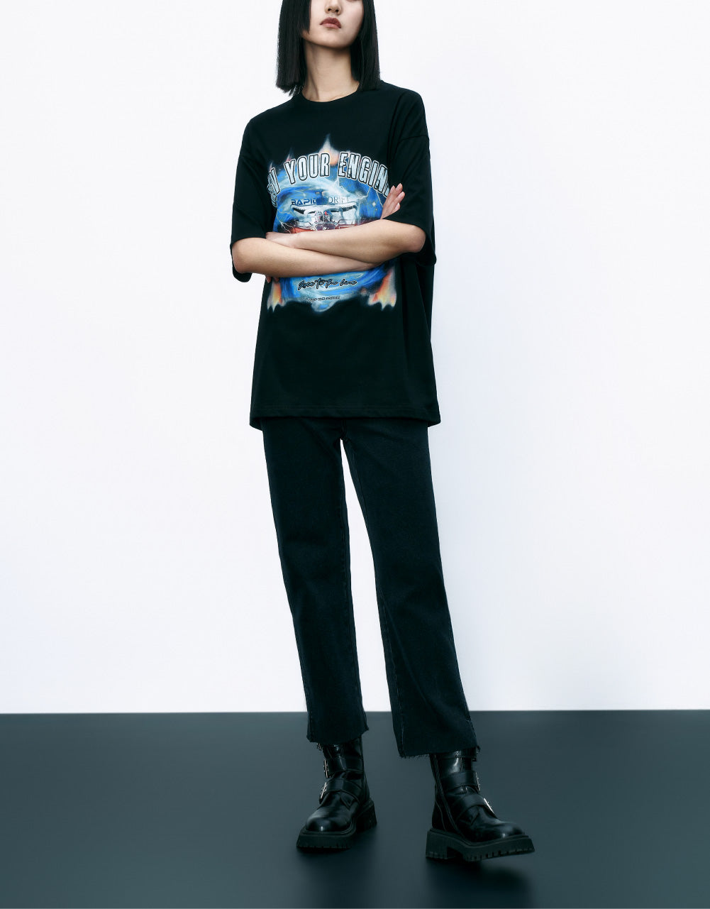 Raw Hem Straight Jeans