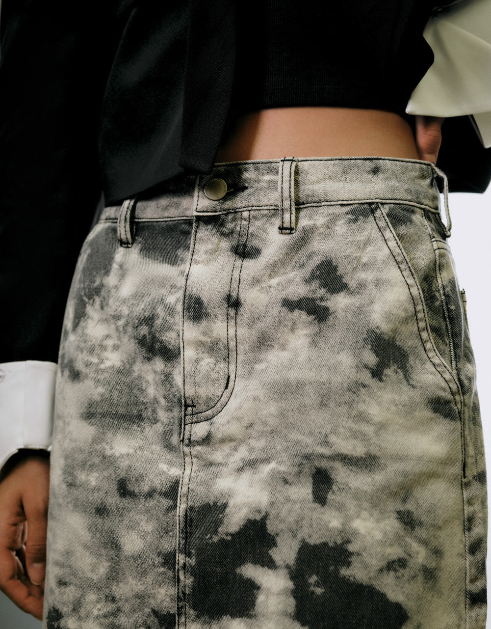 Asymmetrical Ripped Denim Skirt