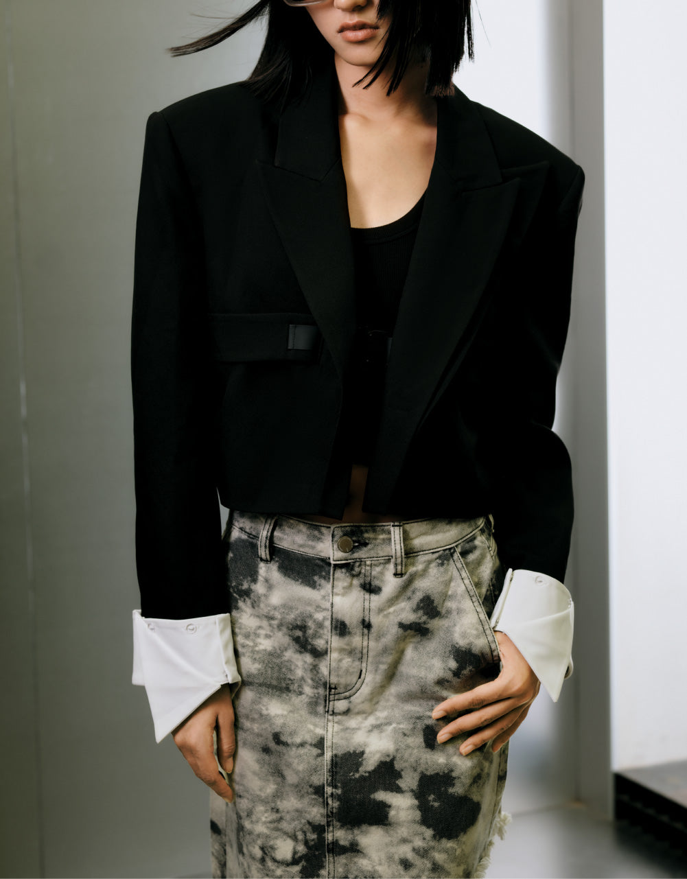 Asymmetrical Ripped Denim Skirt