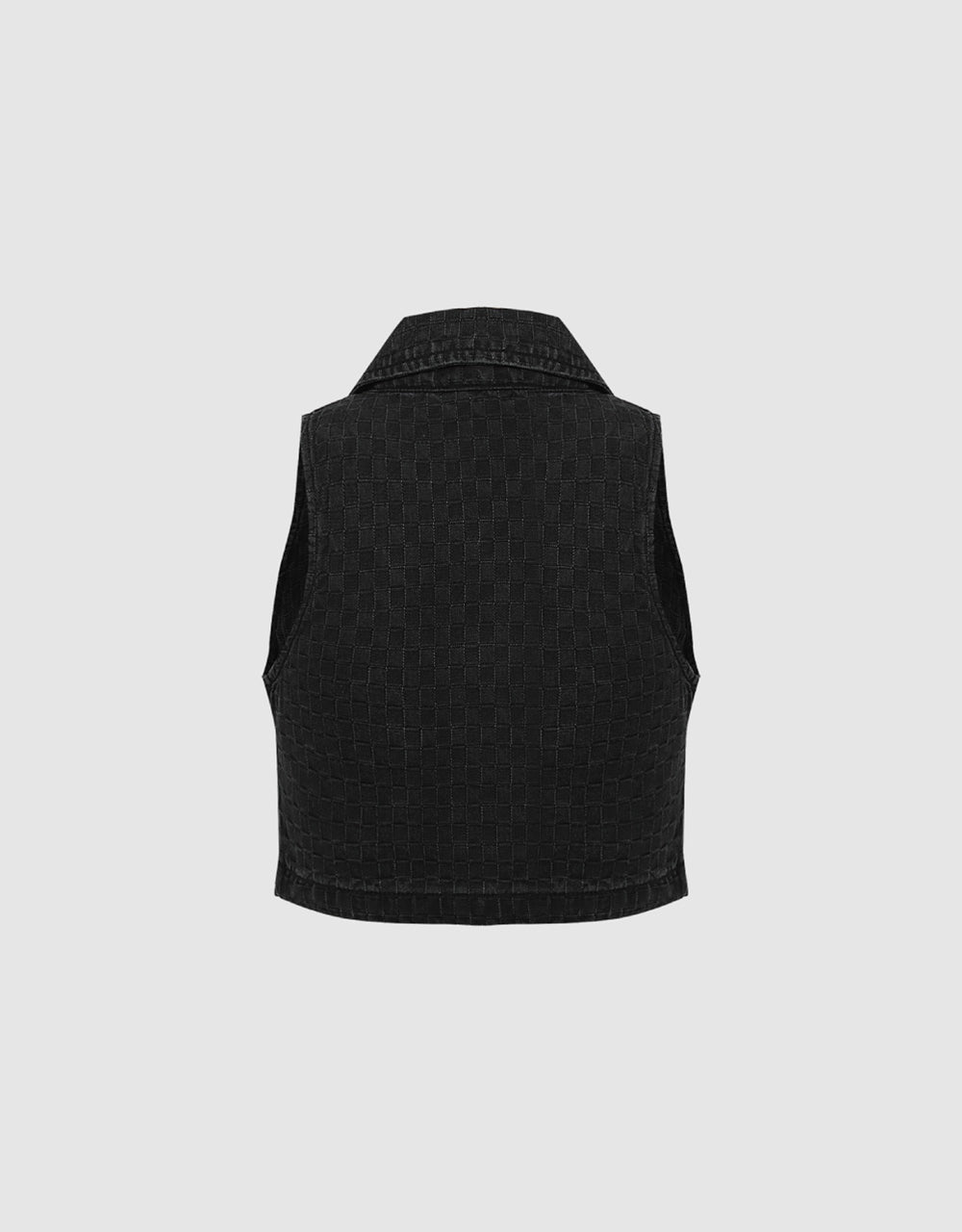 Button Up Textured Denim Vest
