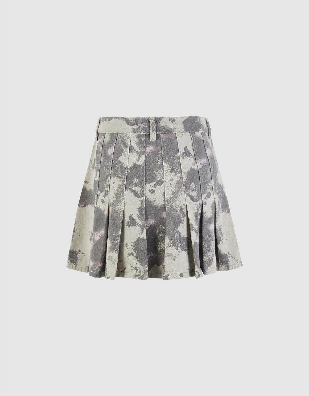 Pleated Camouflage Denim Skirt