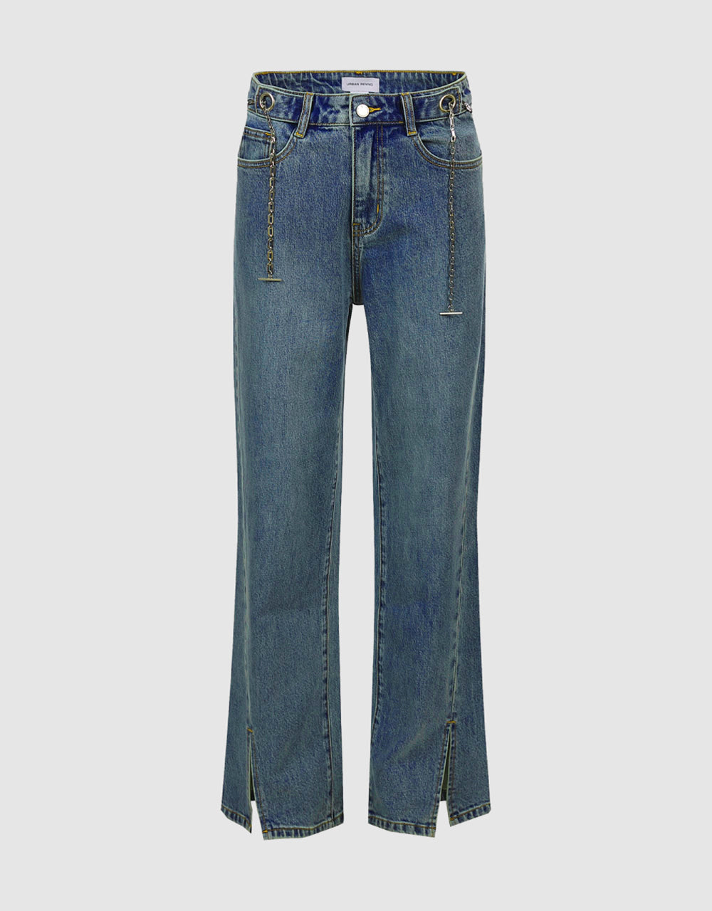 Split Hem Chain Detail Jeans