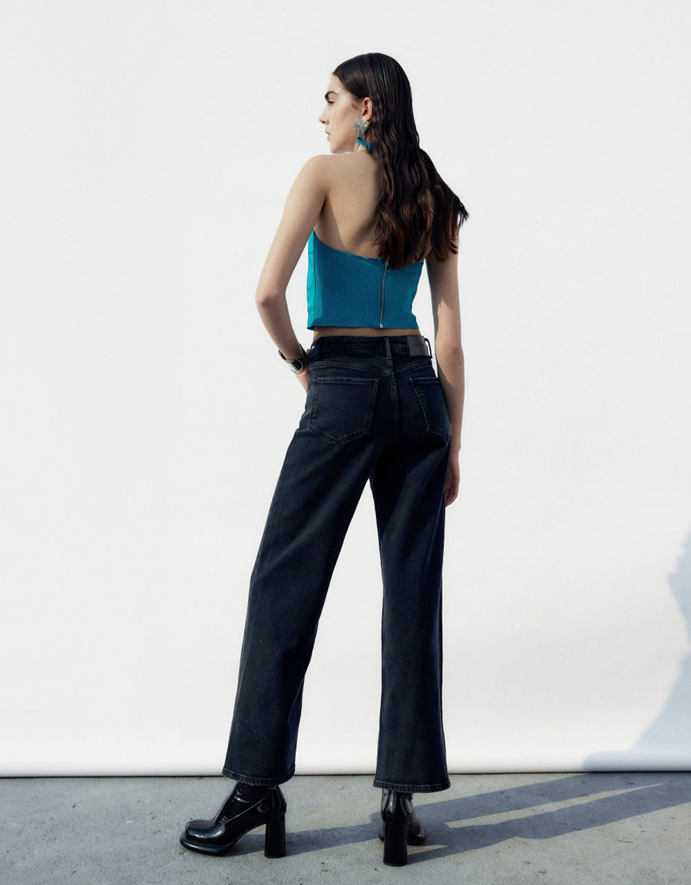 Chain Detail Straight Jeans