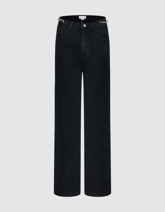 Chain Detail Straight Jeans