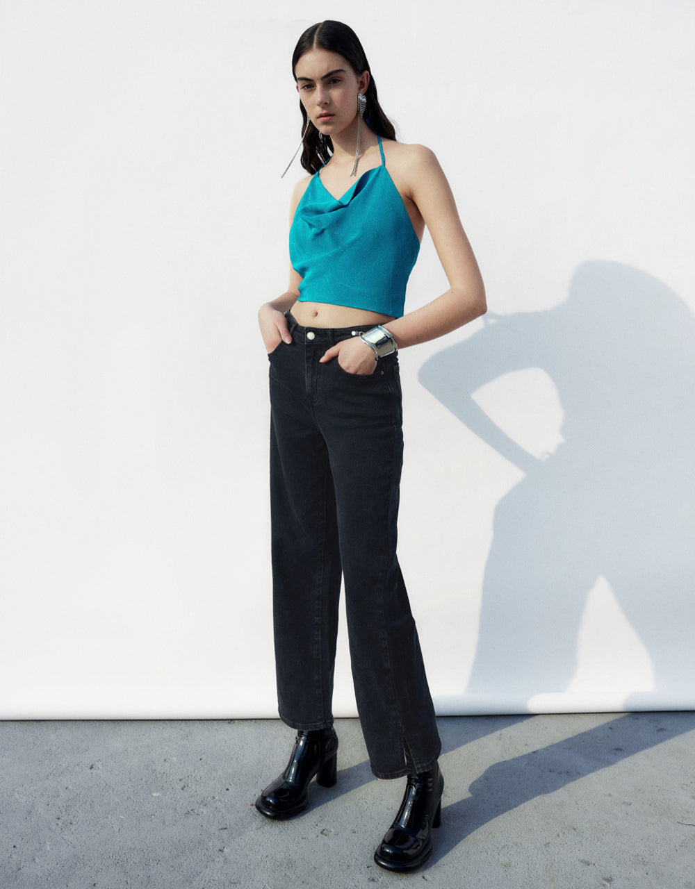 Chain Detail Straight Jeans