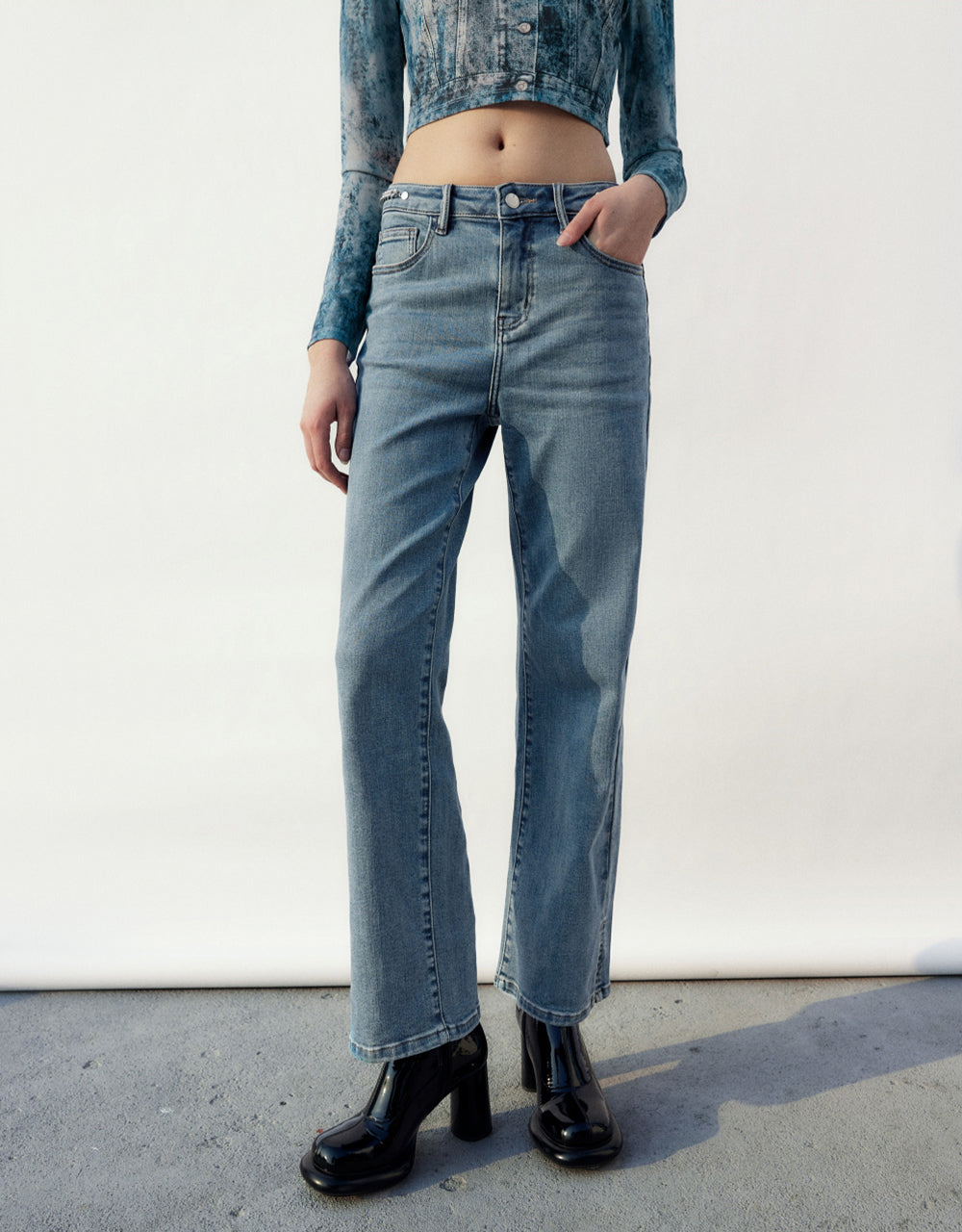 Chain Detail Straight Jeans