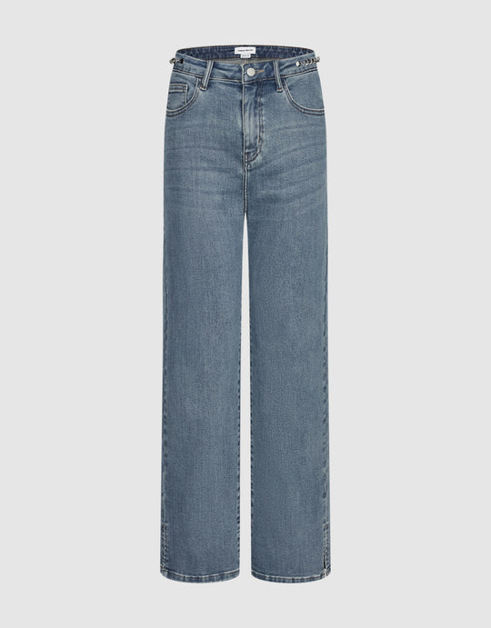 Chain Detail Straight Jeans