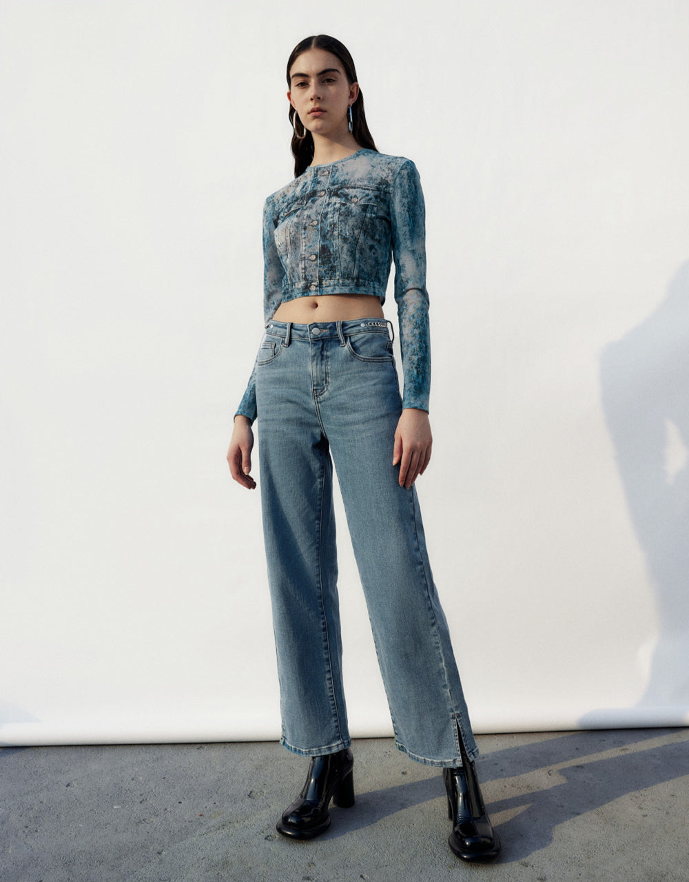 Chain Detail Straight Jeans