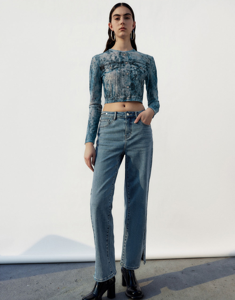 Chain Detail Straight Jeans