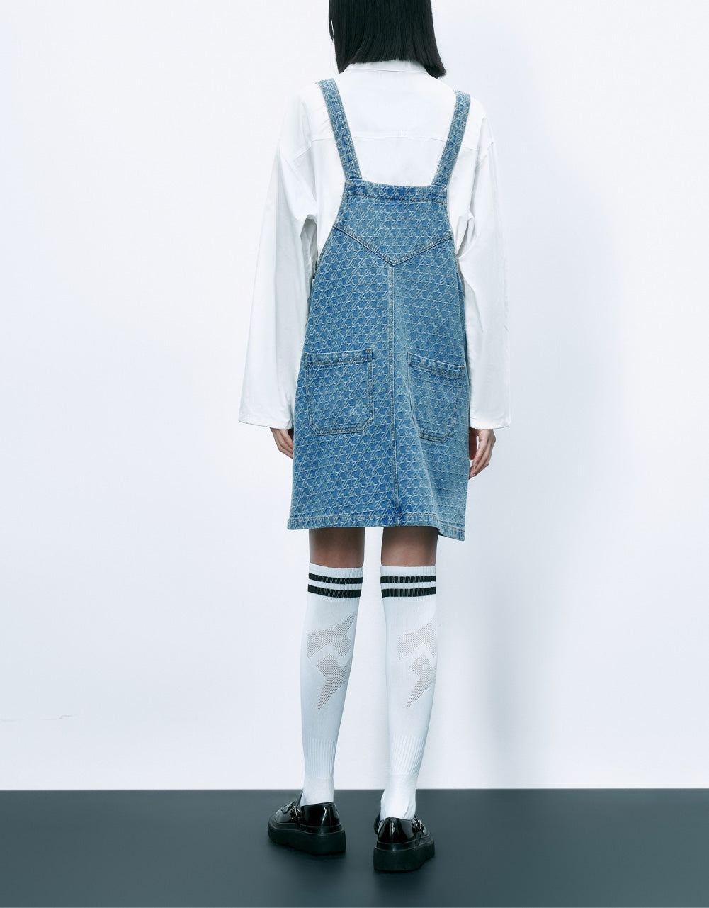 Monogram Midi Denim Overall Dress