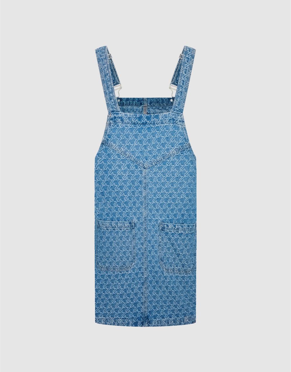 Monogram Midi Denim Overall Dress