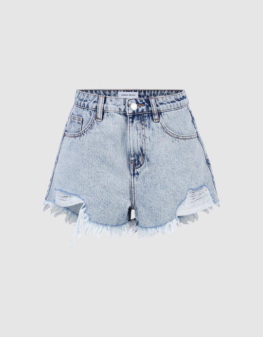 Raw Hem Denim Shorts