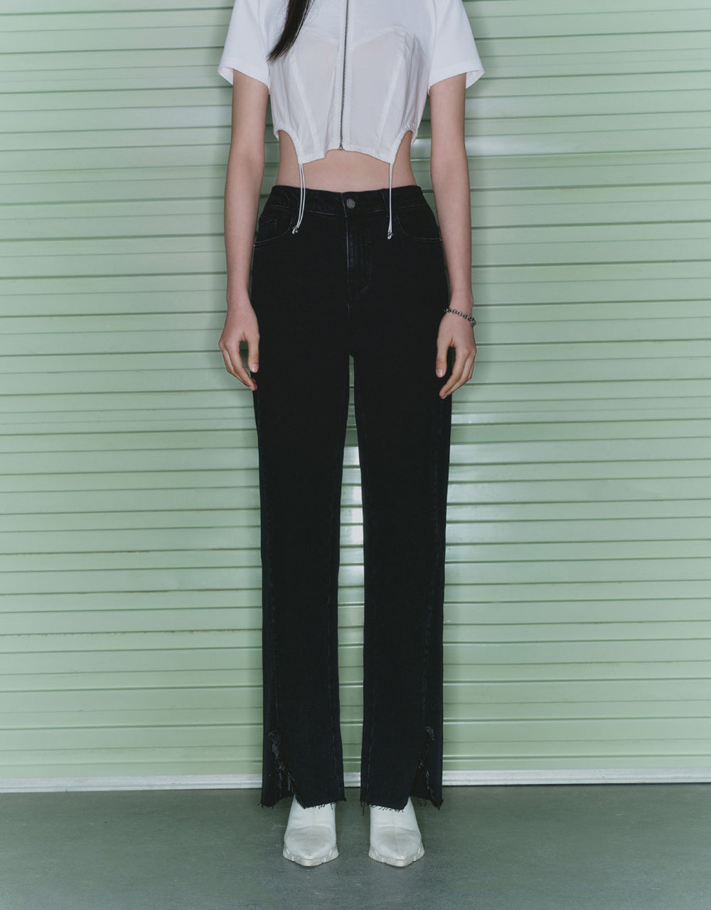 Raw Hem Straight Jeans
